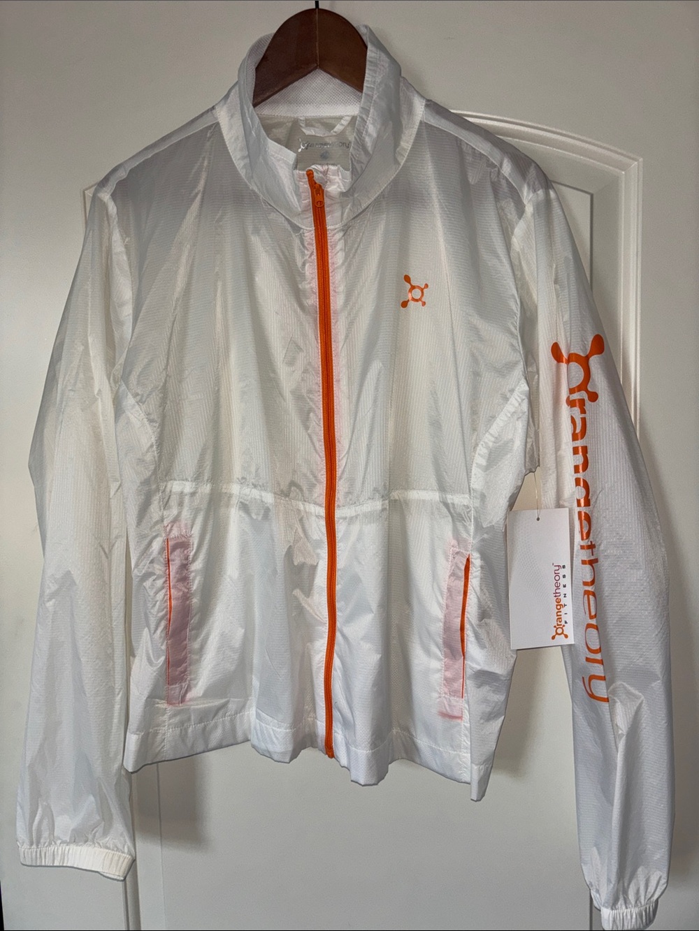 NWT Orange Theory White Windbreaker / Rain coat XL